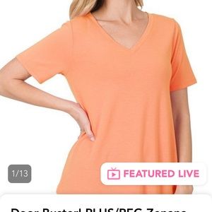 XL coral Zenana v-neck t-shirt